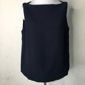 MM LaFleur Women's Dark Blue Sleeveless Boat Neck Blouse Top Size Small